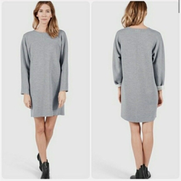 Everlane Dresses & Skirts - Everlane Dress Luxe Double Knit Sweater 100% Wool Stretch Neutral Gray‎ Small